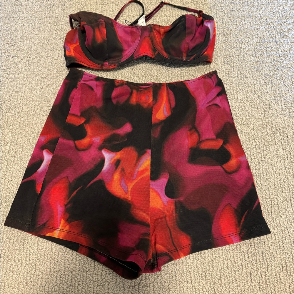 White Fox Boutique Red and Black Crop Top